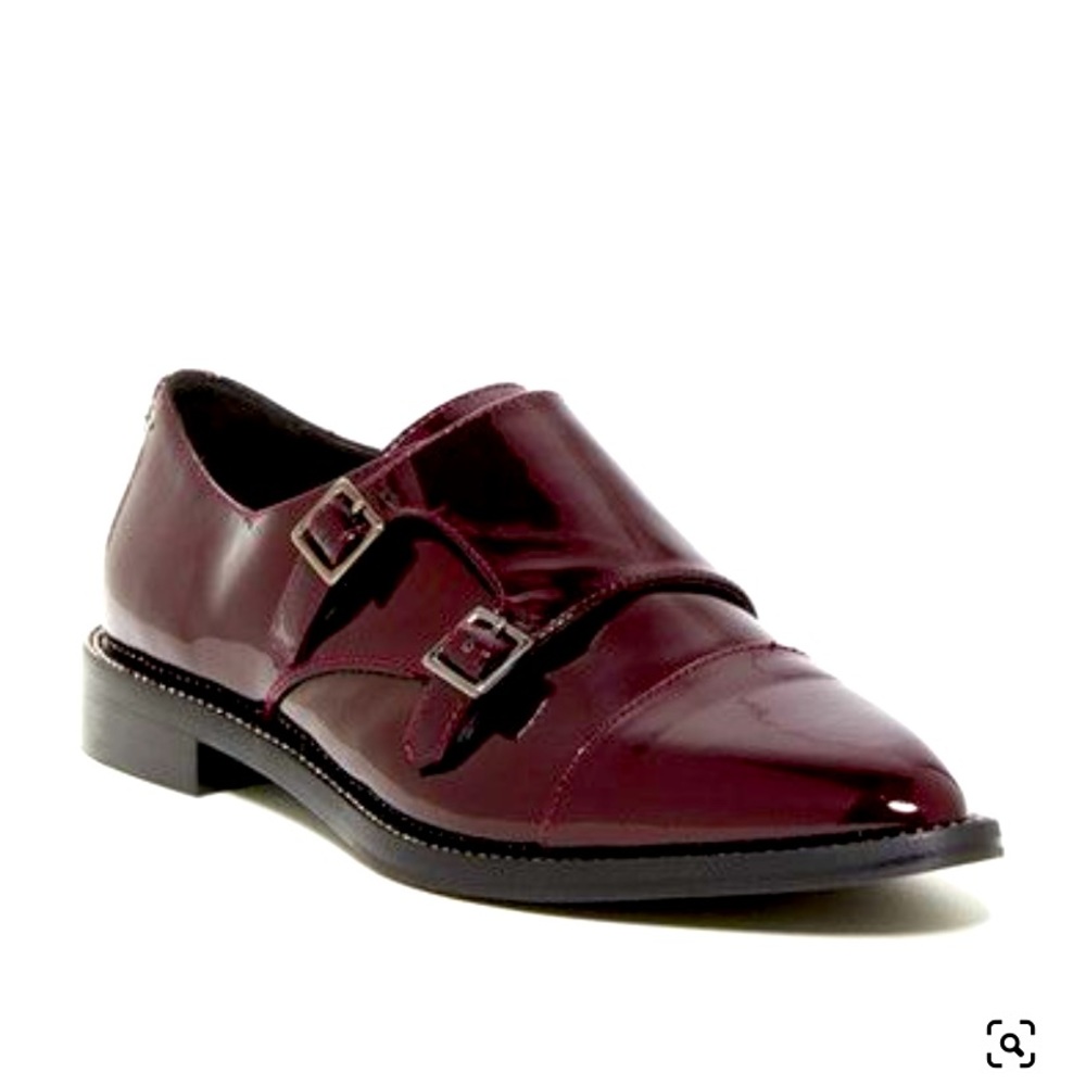 NEW AQUATALIA Harlow Loafers Patent Leather Oxblood Double Monk Strap Cherry Red